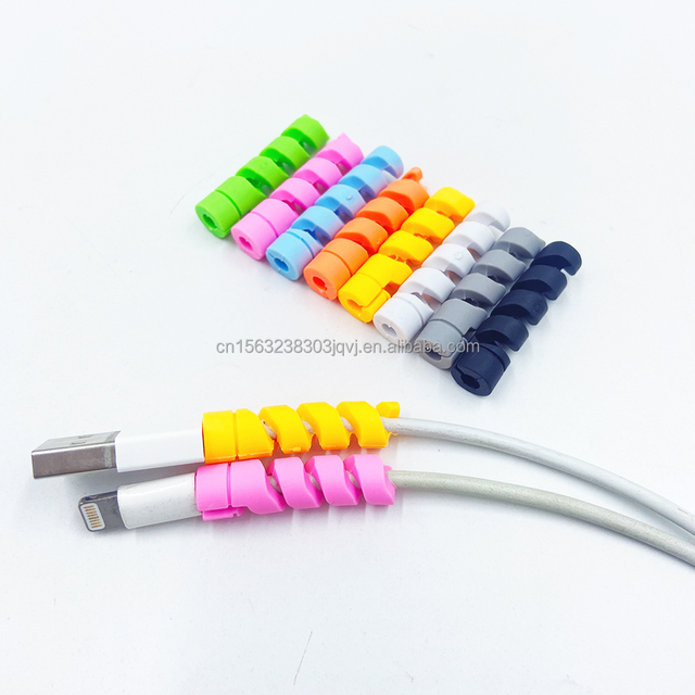 Flexible Spiral Charging Cable Saver Wire Protector with TPR Material 8 Colors for iPhone