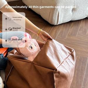 Sgabello contenitore in pelle cerata per soggiorno, ideale per persone che apprezzano il comfort, per riporre <span class=keywords><strong>vestiti</strong></span>, trapunte e oggetti vari, utilizzabile anche come seduta. - Product Image 1