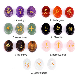 Cappucci per Perle in Cristallo <span class=keywords><strong>Rosa</strong></span>, Ametista, <span class=keywords><strong>Agata</strong></span> Naturale, Pietre Semipreziose, Occhio di Tigre e Pezzi Intagliati con Rune della Strega - Product Image 1