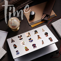 105 autocollants de filles noires de dessin animé lisant des livres, logo personnalisé, vinyle imperméable, autocollants pour journal, ordinateur portable, téléphone, autocollants décoratifs pour livre