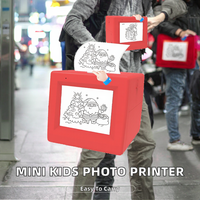Nouvelle Imprimante d'étiquettes portable sans fil pour enfants 2026, boîte rouge, IA vidéo instantanée, papier thermique 57x30mm, 200 DPI, interface USB, impression en stock