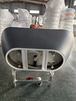 Baignoire autoportante en acrylique avec renfort en fibre de verre, intérieur blanc, extérieur gris mat, avec trop-plein et vidange escamotable