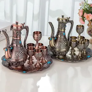 Set Gelas Minum Seni Logam dan Kerajinan Dekoratif, Set Piala Anggur Putih Perunggu Kreatif