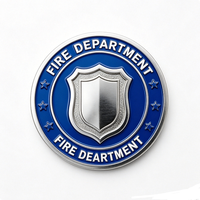 Pièce de collection personnalisée pour pompiers, plaquée argent, imprimée UV, double face, en métal, commémorative, avec motifs hache et hydrant