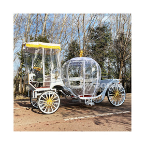 La calèche citrouille est une magnifique calèche de tourisme avec rideaux de pluie, idéale pour les mariages en plein air dans les parcs panoramiques. - Product Image 1