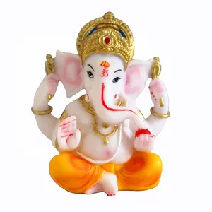 Resin 5" Inch Mini Lord Ganesha Figurine Imitation Marble Idol Indian Hindu God Small Ganesha Statue