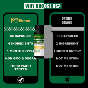 Suplemento Diário de Fibra em Cápsulas de Casca de Psyllium Totalmente Personalizável OEM, Fornecimento Direto da Fábrica para Saúde Intestinal e Regularidade - Product Image 5