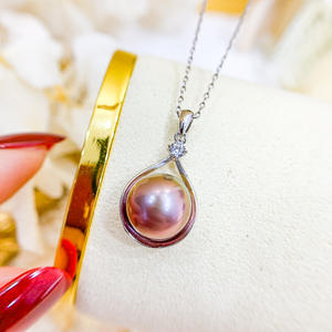 Colgante de Plata S925, Soporte Vacío para DIY, Accesorios para Cuentas Redondas Planas de 11-12 mm, Colgante para Collar, 30544 - Product Image 3