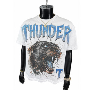 Streetwear Clothes Manufacturer Custom Digital Printed T-shirts Blank <strong>White</strong> Skeleton Graphics Oversized Cropped Rhinestone <strong>Tees</strong> - Product Image 3