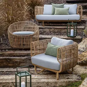 Tốt Nhất Bán Vườn Mây Sofa Patio Ngoài Trời Mây Bộ Đồ Nội Thất PE Mây Sofa Ngoài Trời Cho Khách Sạn Công Viên Và Biệt Thự