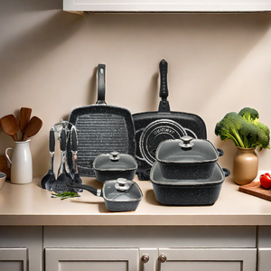 Ensemble de casseroles et poêles de cuisine professionnelles de 11 pièces Poêles à frire antiadhésives Batterie de cuisine en aluminium moulé sous pression - Product Image 6