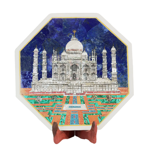 กระเบื้องหินอ่อนสีขาวขัดเงาทัชมาฮาล9 "ฝังหินเลียนแบบงานหัตถกรรมวัสดุหัตถกรรมหัตถกรรมอินน์ - Product Image 3