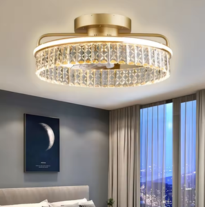 Zèle Éclairage Nordique Moderne K9 Cristal Or Couleur Led Ventilateur De Plafond Lustre Lumière - Product Image 2