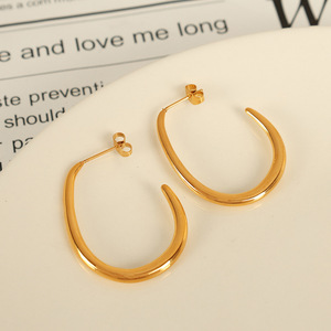 ต่างหูห่วงทรงเรขาคณิตชุบทองรูปตัว U เหล็กไทเทเนียมแฟชั่นเครื่องประดับปาร์ตี้ EH766 - Product Image 2