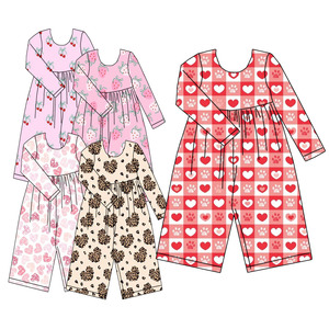Nuova Collezione di Tute per Bambini con Raffinato Motivo a Cuore Personalizzato <span class=keywords><strong>Tuta</strong></span> Intera a Maniche Lunghe Carina per Ragazze per San Valentino - Product Image 1