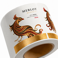 Étiquettes autocollantes personnalisées de luxe pour bouteilles de vin rouge, logo en feuille d'or, gaufrage UV, impression en relief pour emballage