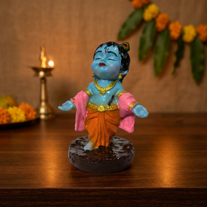 Ídolo de Bal Krishna de poliresina multicolor de 4 pulgadas, Laddu Gopal Murti para el hogar, el templo, la oficina, el escritorio, el tablero del coche y decoración espiritual. - Product Image 4