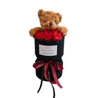 Buket Boneka Teddy Bear Mawar Plush Hadiah Gaya Fashion Kartun Musim Wisuda Set Bunga Buatan