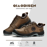 Zapatos de Seguridad de Alta Calidad, Zapatos de Seguridad Antideslizantes de Cuero Crazy Horse para Hombre, con Puntera de Acero, Protección Contra Impactos y Perforaciones