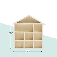 Étagère murale flottante en bois rustique en forme de maison, avec un design éco-responsable à trois niveaux, pour la peinture DIY des enfants