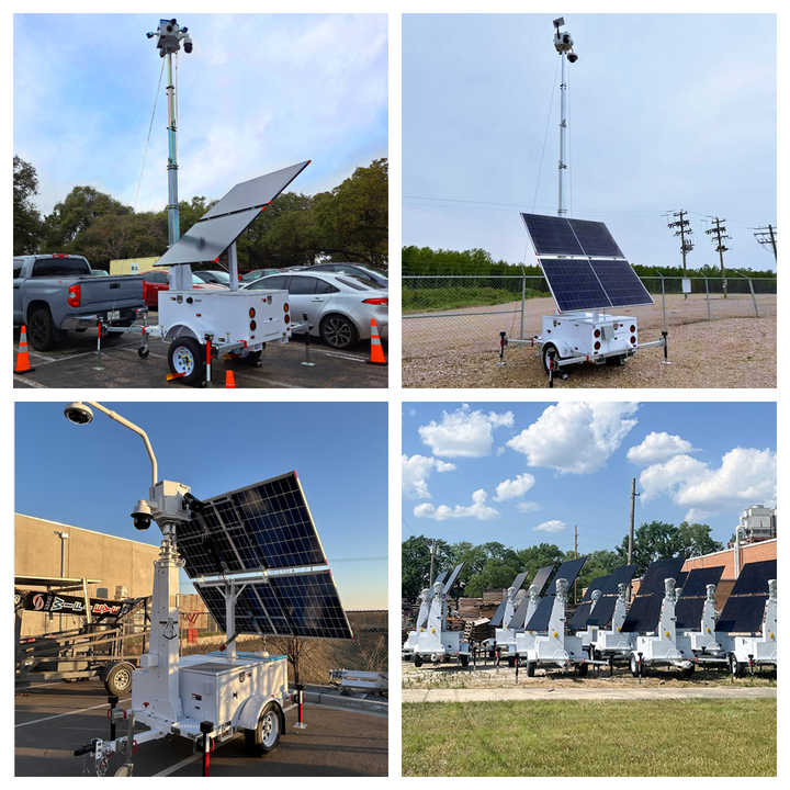 Mobile Solar CCTV Tower Solar Security Trailer with 7m Telescopic Mast ...