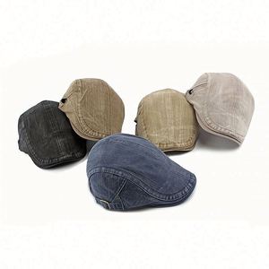 Casquette Gatsby en coton lavé unisexe pour hommes et femmes, casquette élégante de style newsboy, couleur unie de qualité supérieure - Product Image 3