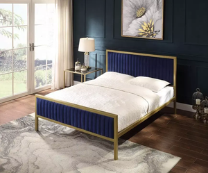 Commercio all'ingrosso stile moderno camera da <span class=keywords><strong>letto</strong></span> mobili <span class=keywords><strong>in</strong></span> <span class=keywords><strong>ferro</strong></span> <span class=keywords><strong>letto</strong></span> oro King Size metallo telaio del <span class=keywords><strong>letto</strong></span> con <span class=keywords><strong>testiera</strong></span> <span class=keywords><strong>in</strong></span> velluto - Product Image 2
