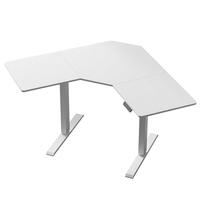 Bureau debout d'angle à moteur unique, réglable en hauteur électriquement, pour bureau et étude, avec pieds de table circulaires, ergonomique, en acier