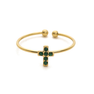 Großhandel 18 Karat vergoldeten Titan Stahl feinen <span class=keywords><strong>Ring</strong></span> Trendy Fashion Cross Crystal verstellbar für Männer und Frauen - Product Image 6