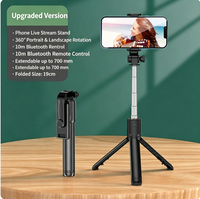 Trépied perche à selfie Bluetooth, support de téléphone pliable avec lumière d'appoint détachable pour vlogging, diffusion en direct et voyages