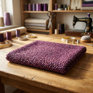 Tapis moderne fait main en violet, tissé avec des galets de laine, à poils longs, avec envers en coton écologique, rectangulaire fin, fabriqué en Inde - Product Image 3