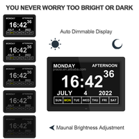 Pros 12 "calendrier numérique horloge Date heure jour semaine alarme gradation automatique personnes âgées démence horloge médecine rappels télécommande