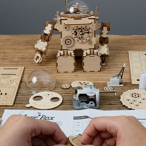 Robotime Rokr Factory Giocattolo Educativo AM601 Carillon Steam Punk Puzzle 3D in <span class=keywords><strong>Legno</strong></span> Fai da Te - Product Image 2