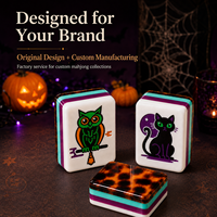 Jeu de Mahjong Américain Personnalisé pour Halloween, Tuiles en Acrylique à 4 Couches avec Dos en Écaille de Tortue, Art Débossé, OEM ODM Marque Privée