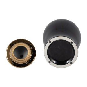 Vaso decorativo in ceramica nero con coperchio dorato per soggiorno o ufficio - Product Image 6