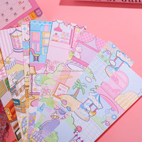 Lot de Stickers Washi Portables de Poche pour Habillage de Personnages, Kit de Stickers Scéniques DIY, Cadeau Mignon pour Filles et Enfants