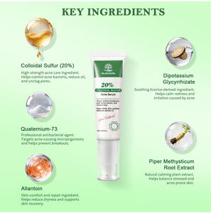 เซรั่มกำจัดสิวสูตรคอลลอยด์ซัลเฟอร์ 20% ระดับมืออาชีพ สำหรับรักษาสิว รอยดำ รอยแดง <span class=keywords><strong>สิว</strong></span>หัวขาว <span class=keywords><strong>สิว</strong></span>หัวดำ <span class=keywords><strong>ผลิตภัณฑ์</strong></span>ดูแลผิว OEM - Product Image 3