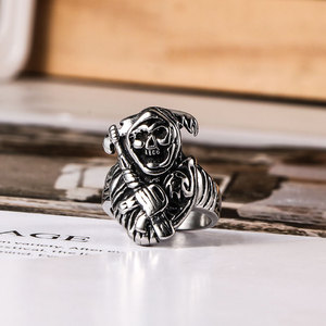 Men's Skull Skeleton <b>Ring</b> <b>Titanium</b> Steel Index Finger Punk Style SA470 Gift Jewelry - Product Image 1