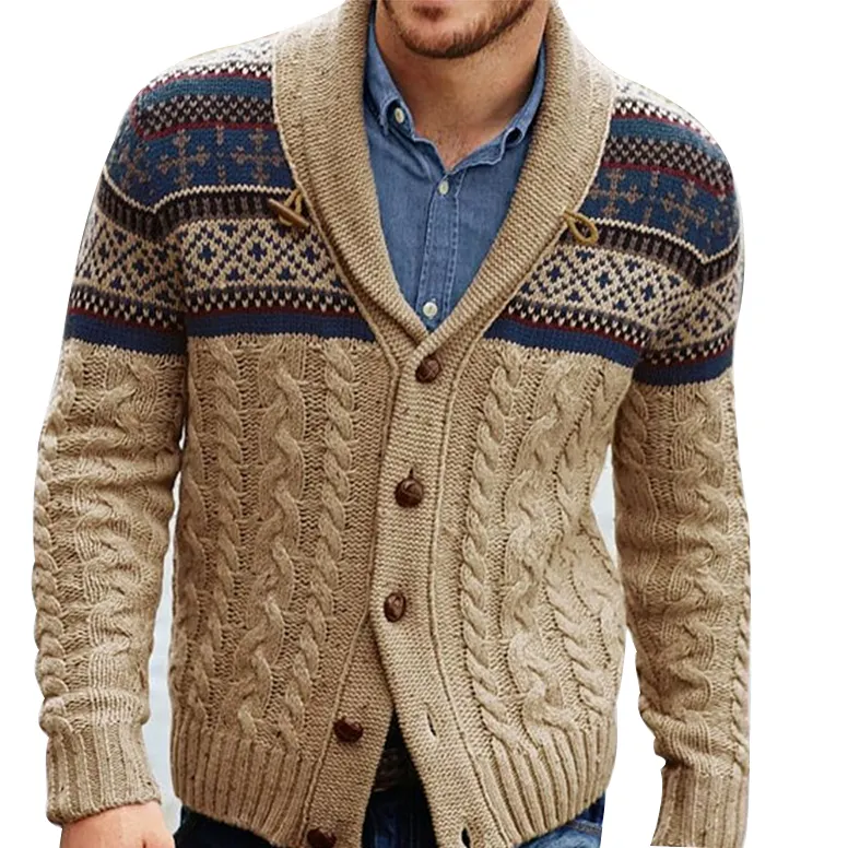 Otoño Slim Knitted Jacket Soft Cotton V-cuello Cardigan Sweater para hombres