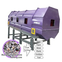 Ligne de tri des déchets commerciaux pour usine de recyclage MSW, avec classificateur pneumatique, plateforme de tri manuel et tamis rotatif automatique