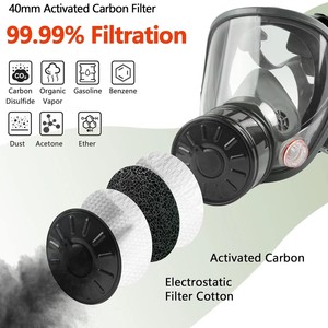 Masque respiratoire intégral Taodun en silicone à 3 couches avec filtre anti-formaldéhyde et ammoniac pour la protection chimique, la lutte contre les incendies et la peinture au pistolet - Product Image 3