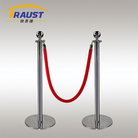 Barrières de contrôle de foule en acier inoxydable Traust avec corde rouge, pour la gestion des files d'attente publiques, barrière de sécurité pour événements avec corde de signalisation