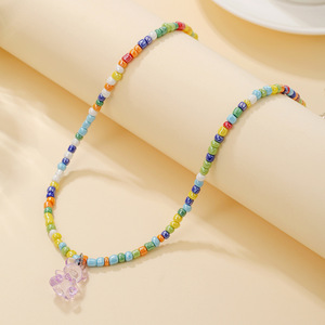 <span class=keywords><strong>Collana</strong></span> di perle di miglio di vetro da 4mm <span class=keywords><strong>con</strong></span> <span class=keywords><strong>collana</strong></span> <span class=keywords><strong>con</strong></span> ciondolo orsetto gioielli fai da te stile ragazza carina perline gioielli - Product Image 6