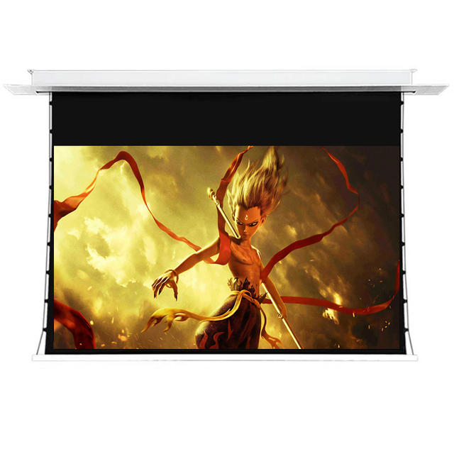 100 Inch ALR Motorized Upgraded Ceiling Recessed In-Ceiling Electric Tab-Tensioned Projector Screen