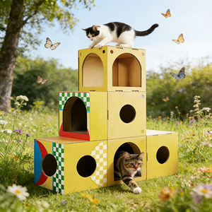 Castello per Gatti Modulare Personalizzabile di Grandi Dimensioni, Moderno, da Viaggio, con <span class=keywords><strong>Tunnel</strong></span>, Nido, Arrampicata, Assemblaggio Fai-da-Te, Riciclabile, con Tiragraffi - Product Image 5