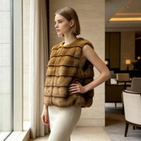 Gilet en fausse fourrure pour femme, sans manches, chaud et rayé, vêtement d'extérieur tendance pour l'hiver