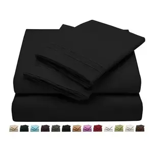 Juego de Sábanas Individuales de Microfibra, 2000 Hilos, 100 cm de Ancho, Color Sólido, para Uso Doméstico, 4 Piezas, Estilo Moderno - Product Image 4