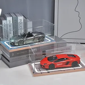 Integrated Acrylic Display Box Parking Lot Car Model Storage Box Solid Wood With Light Collection Ornaments