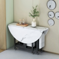 Ensemble de table à manger pliante convertible et peu encombrante avec roulettes, en MDF, avec plateau rabattable, chaises de cuisine, unité de mobilier domestique
