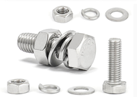 Pernos 304 Set persegi segi enam luar baja tahan karat panjang 25mm dengan baut polos sekrup panjang melalui mur baut dinding